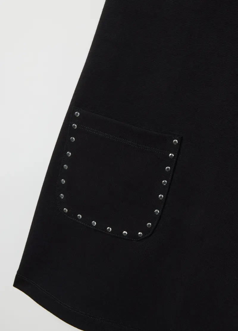 Abito Da Bambina Nero Regular Fit Con Maniche Corte E Girocollo, Nero miniatura 3