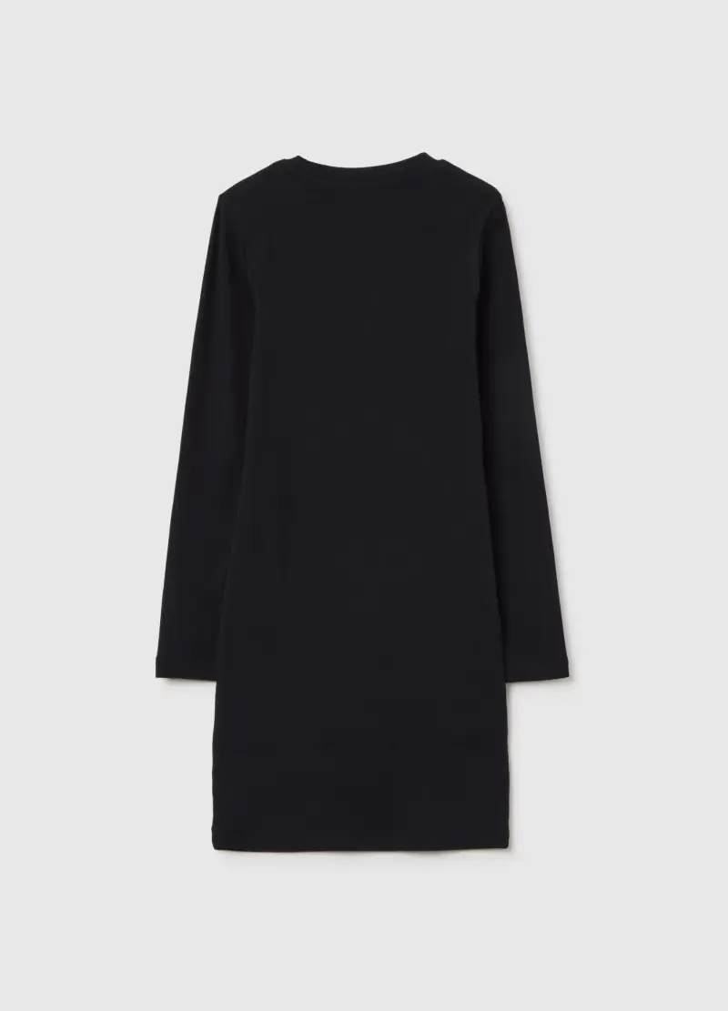 Abito Nero Da Ragazza In Cotone Elasticizzato Vestibilità Fitted Con Cuore, Bambina, Nero miniatura 2