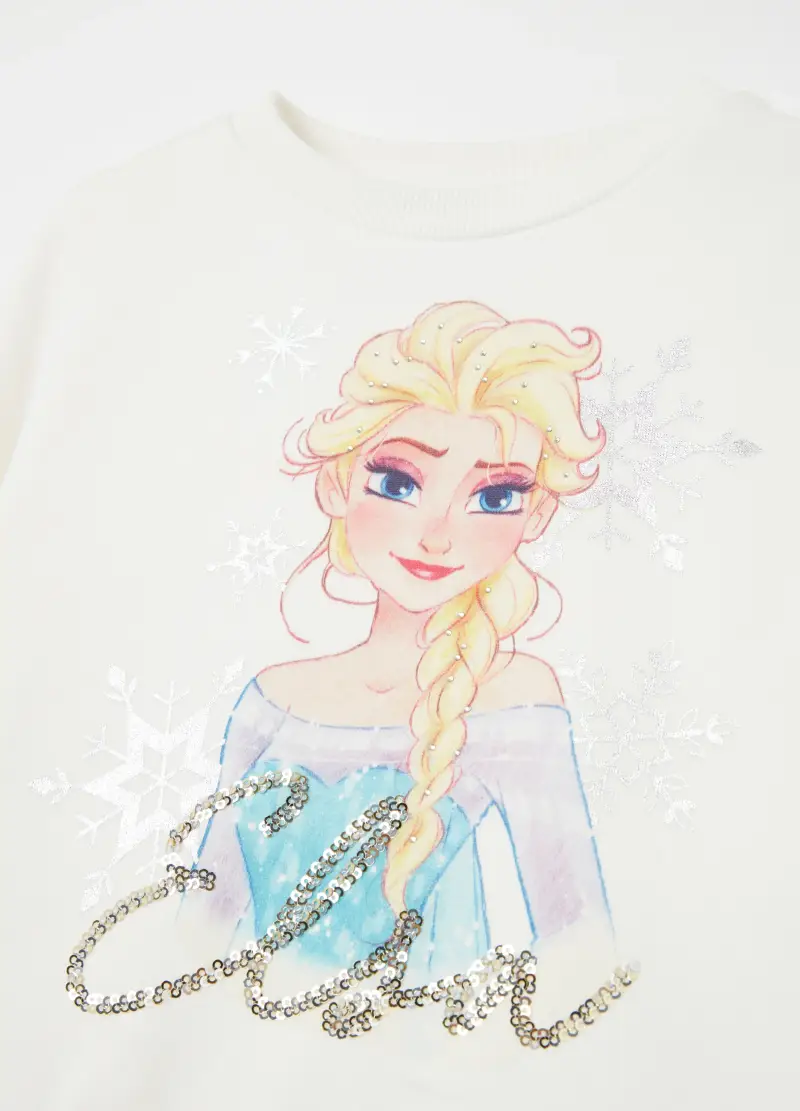 Abito Stampa Frozen Elsa Con Gonna In Tulle, Bambina, Bianco miniatura 3