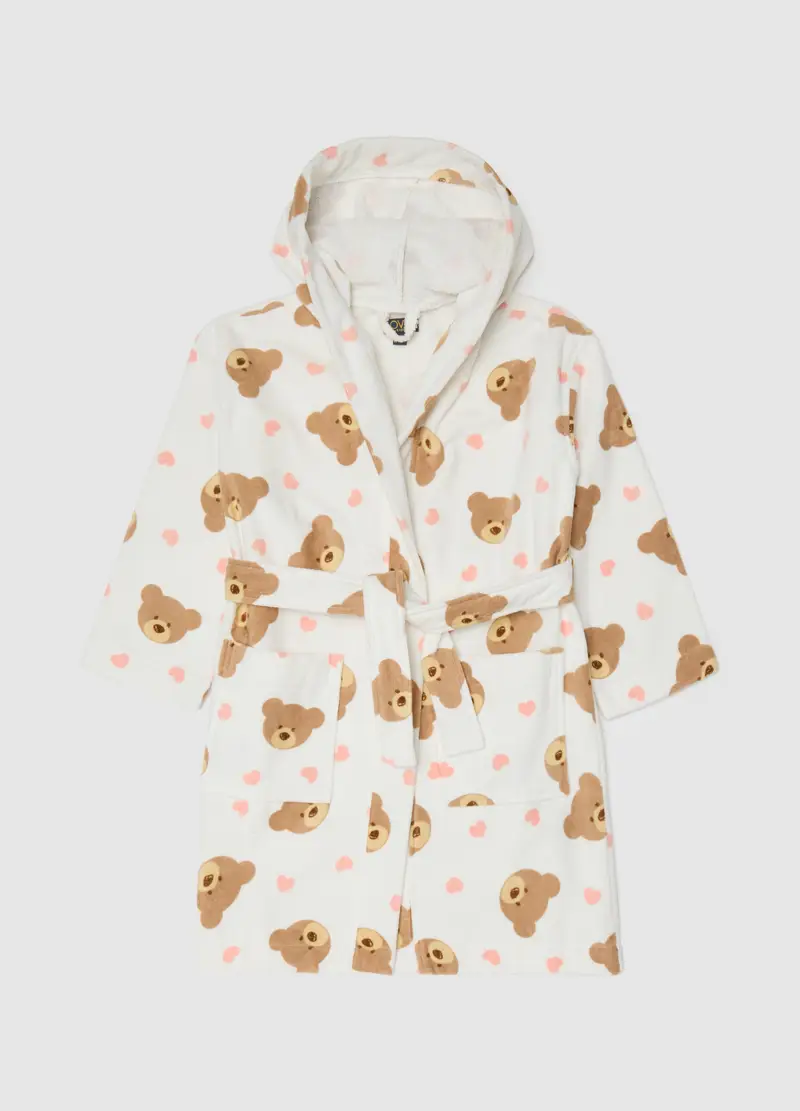 Accappatoio Da Bambina In Puro Cotone Multicolor, Multicolor