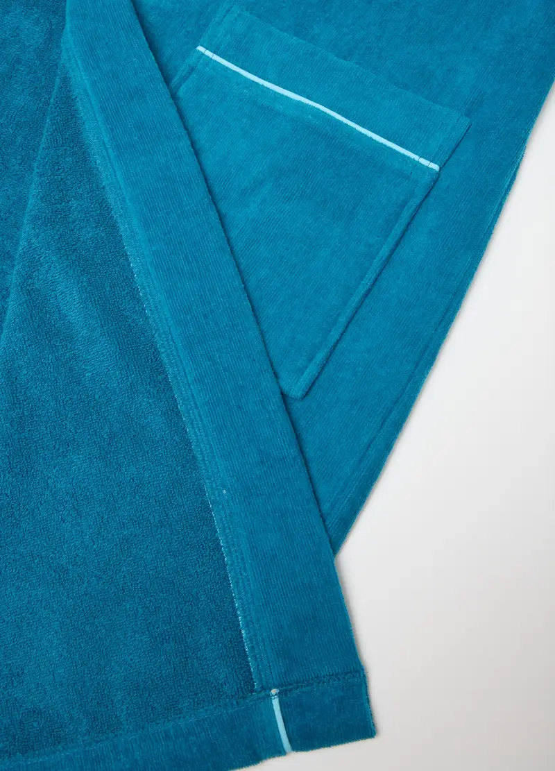 Accappatoio In Puro Cotone Blu Da Ragazzo Con Cappuccio, Bambino, Blu miniatura 3