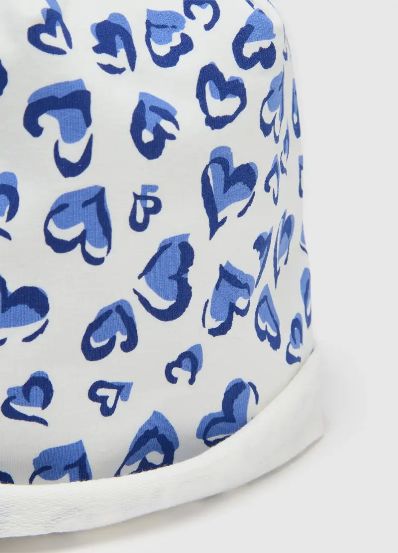 Berretto In Cotone Elasticizzato Multicolor Con Cuori Per Bambina, Multicolor miniatura 2