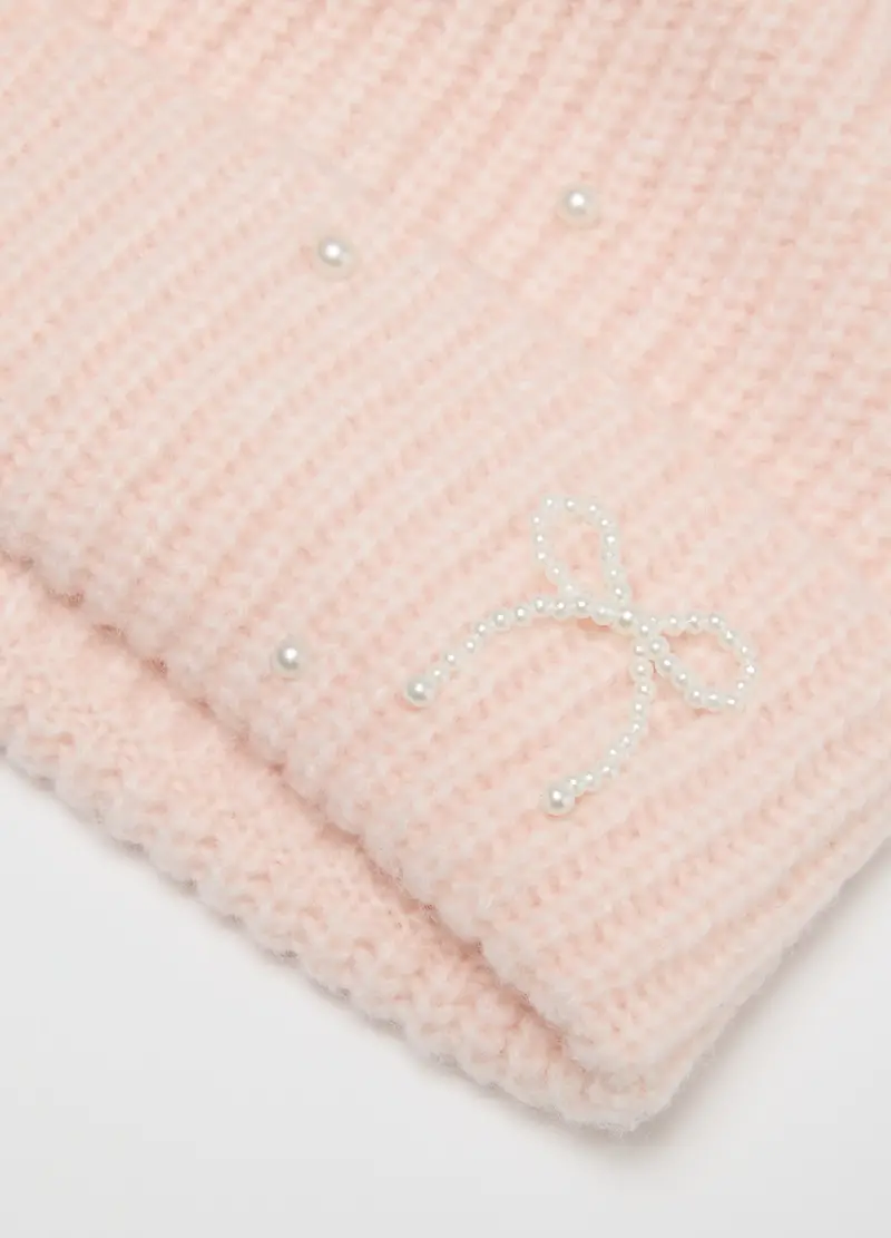 Berretto Rosa Con Pon Pon, Bambina, Beige miniatura 3