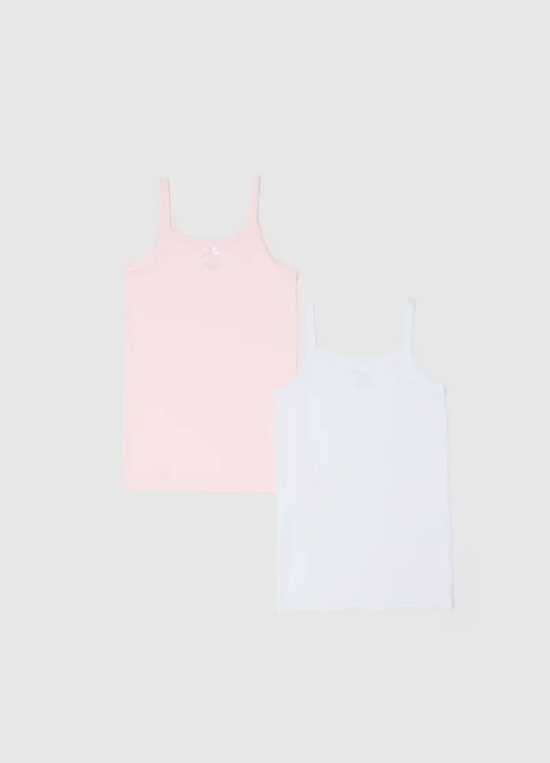 Bipack Canotte In Puro Cotone Multicolor Da Bambina Regular Fit, Multicolor