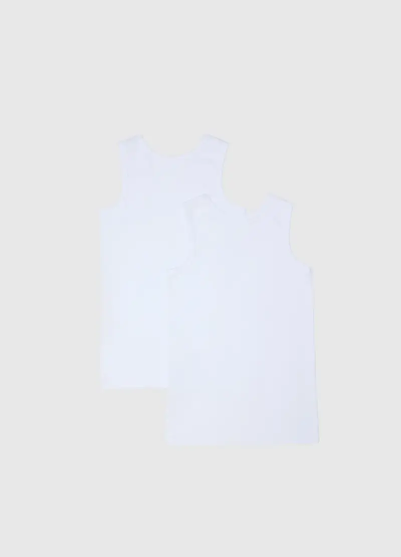 Bipack Canottiere Bianca Basic In Cotone, Bambino, Bianco miniatura 2