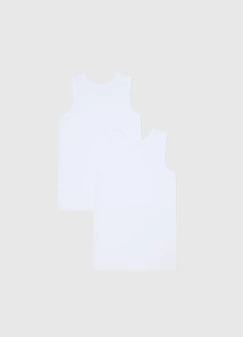 Bipack Canottiere Bianca In Cotone Per Bambino, Bianco miniatura 2