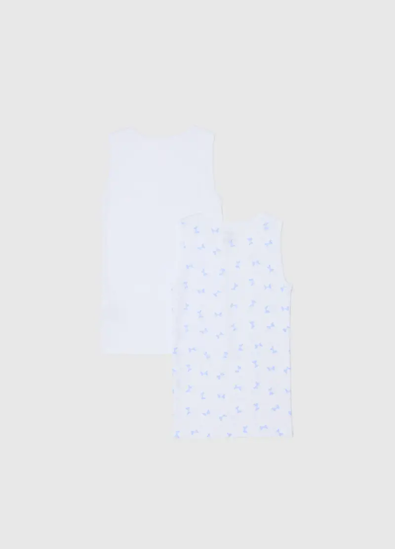 Bipack Canottiere Bianche Da Bambina In Puro Cotone Regular Fit, Bianco miniatura 2