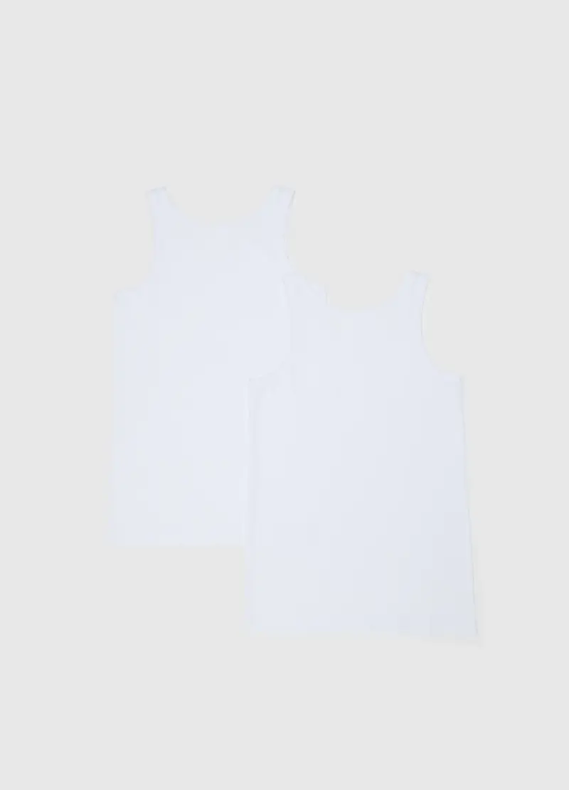 Bipack Canottiere Bianche Da Ragazzo In Puro Cotone Regular Fit, Bambino, Bianco miniatura 2