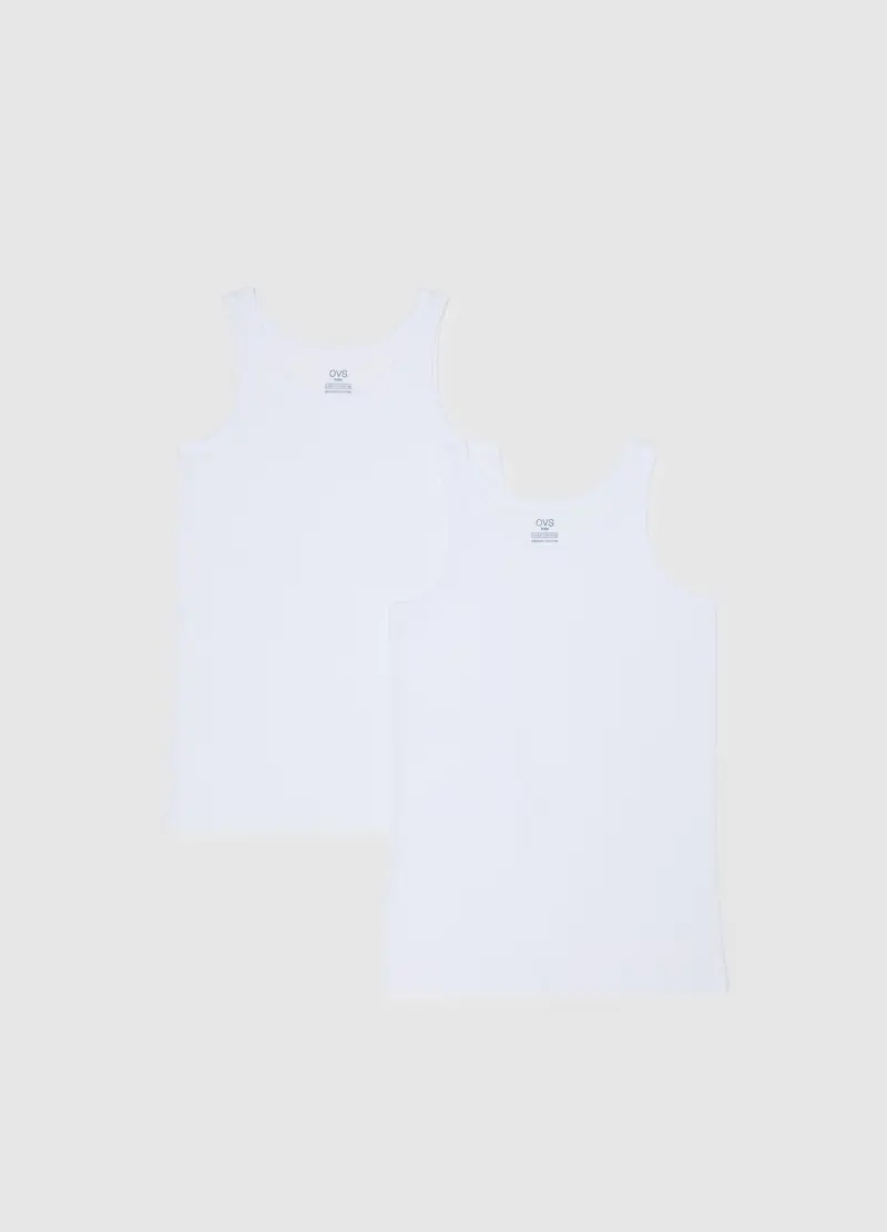 Bipack Canottiere Bianche Da Ragazzo In Puro Cotone Regular Fit, Bambino, Bianco