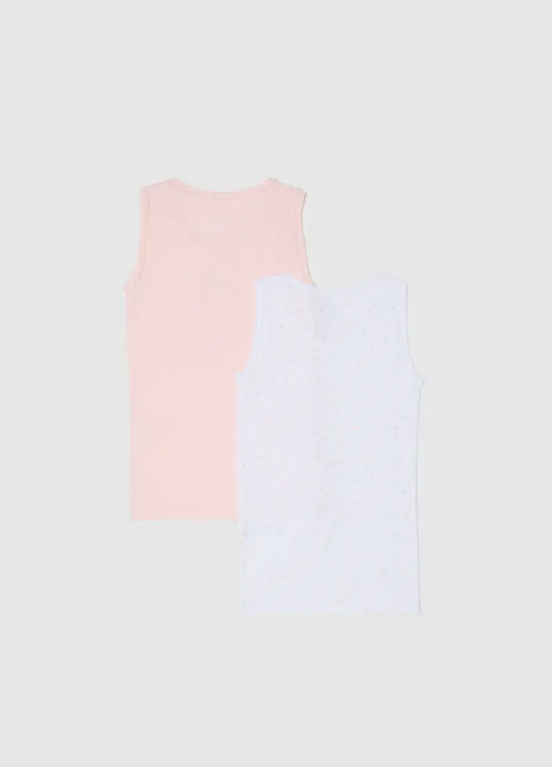 Bipack Canottiere Da Bambina In Puro Cotone Multicolor, Multicolor miniatura 2