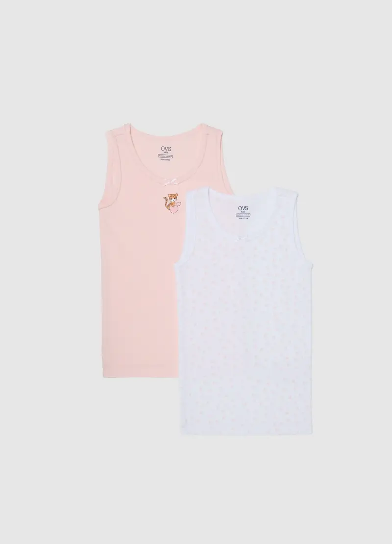 Bipack Canottiere Da Bambina In Puro Cotone Multicolor, Multicolor