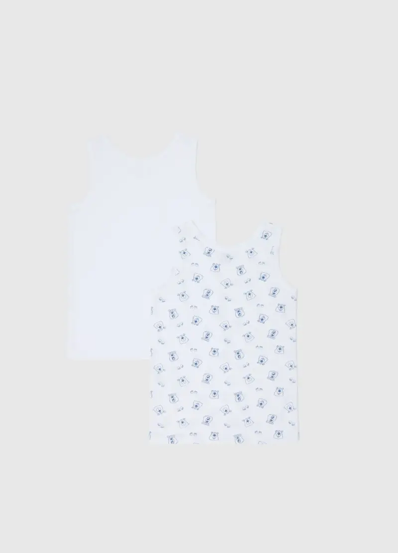 Bipack Canottiere Da Bambino In Puro Cotone Bianco Regular Fit, Bianco miniatura 2