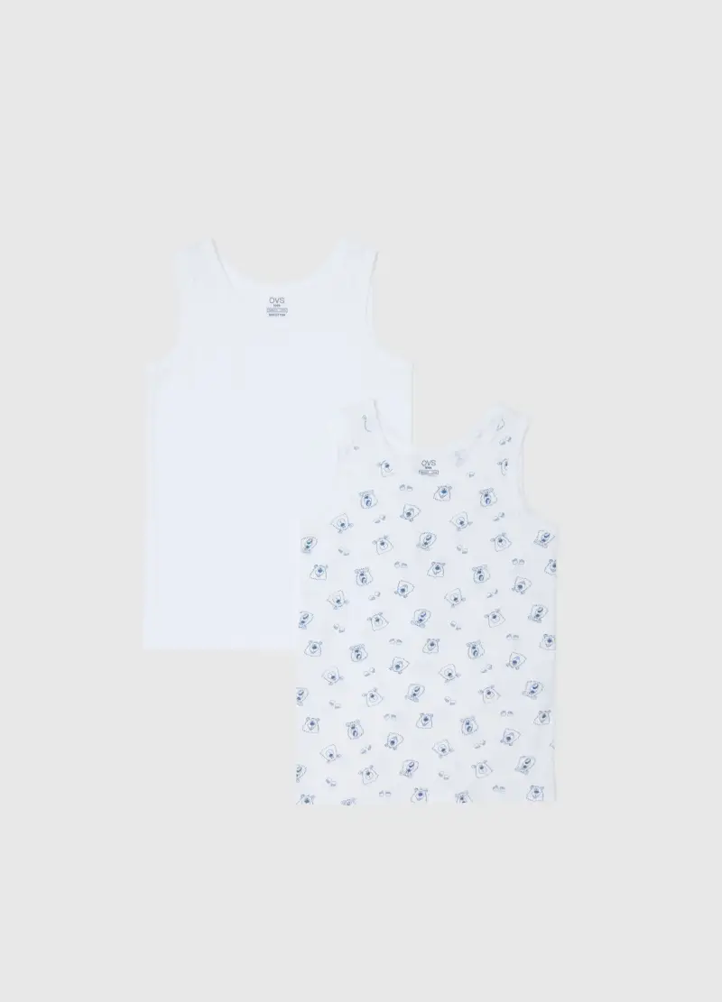 Bipack Canottiere Da Bambino In Puro Cotone Bianco Regular Fit, Bianco