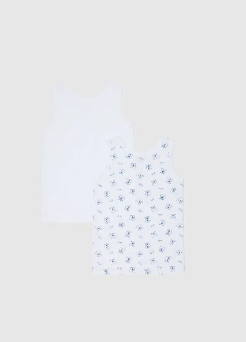 Bipack Canottiere Da Bambino In Puro Cotone Bianco Regular Fit, Bianco miniatura 2