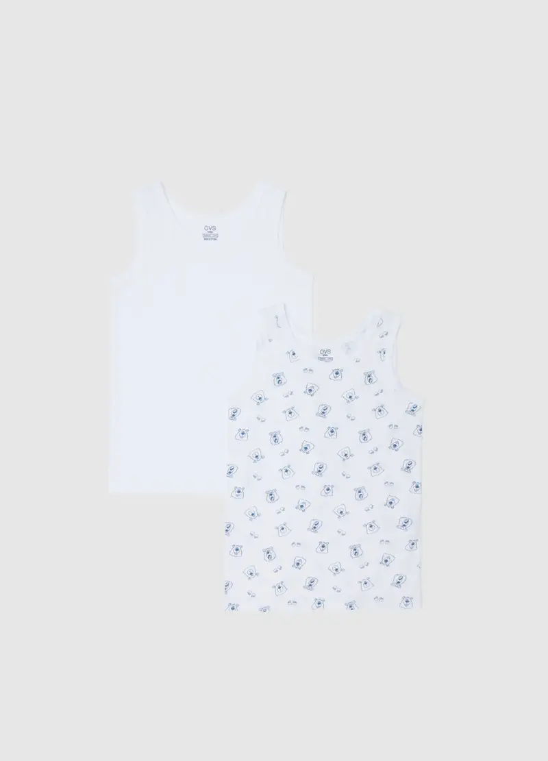 Bipack Canottiere Da Bambino In Puro Cotone Bianco Regular Fit, Bianco