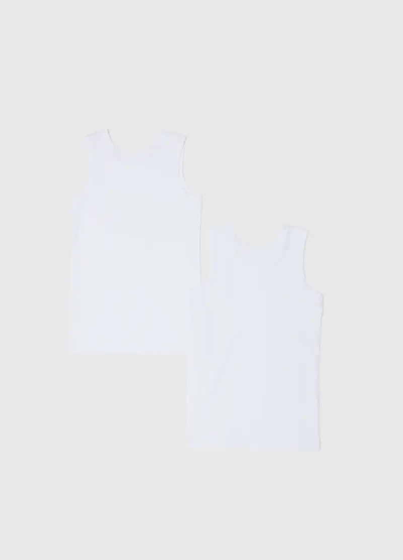 Bipack Canottiere In Cotone Elasticizzato Bianco Da Bambino Regular Fit, Bianco miniatura 2