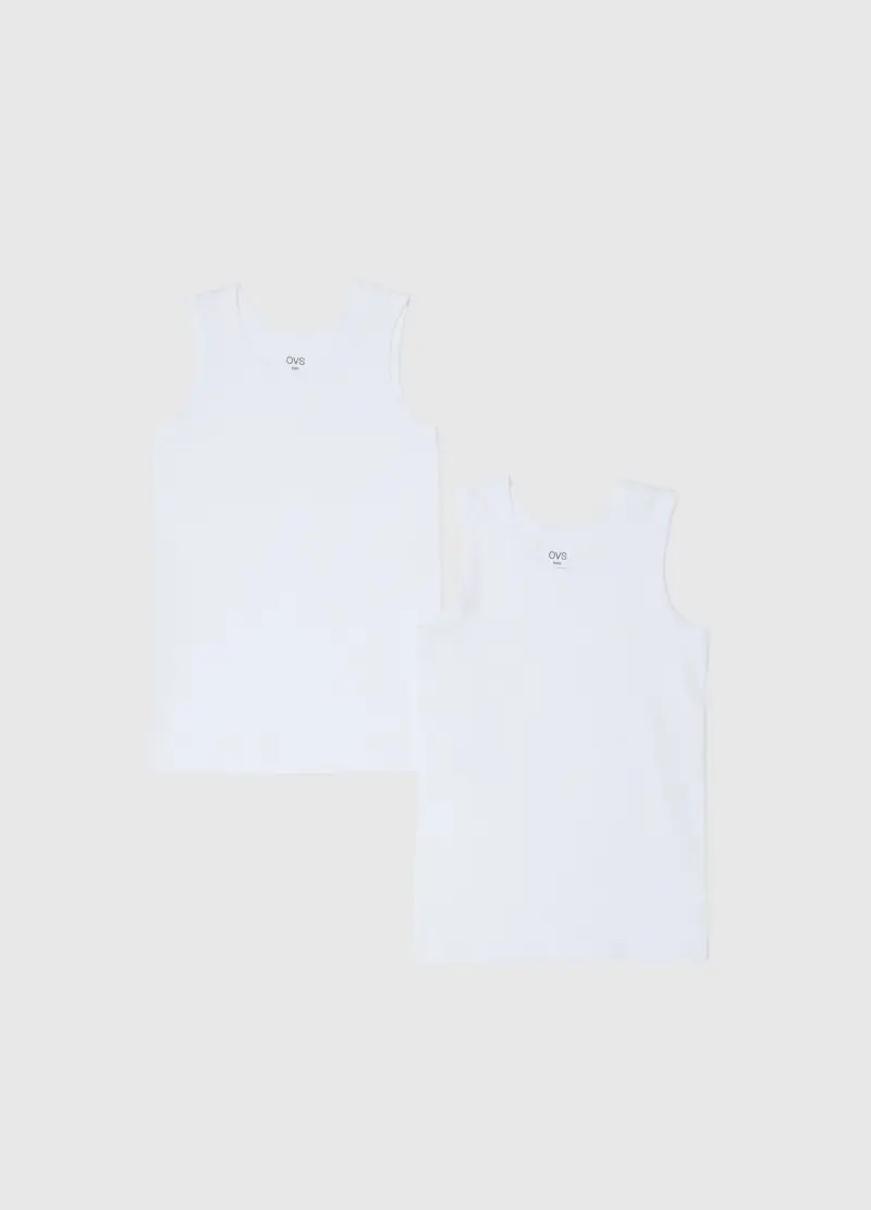 Bipack Canottiere In Cotone Elasticizzato Bianco Da Bambino Regular Fit, Bianco