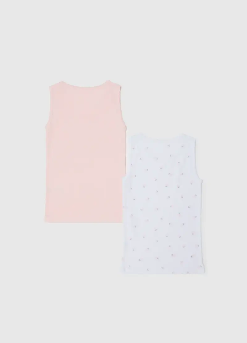 Bipack Canottiere In Puro Cotone Multicolor Da Bambina Regular Fit, Multicolor miniatura 2