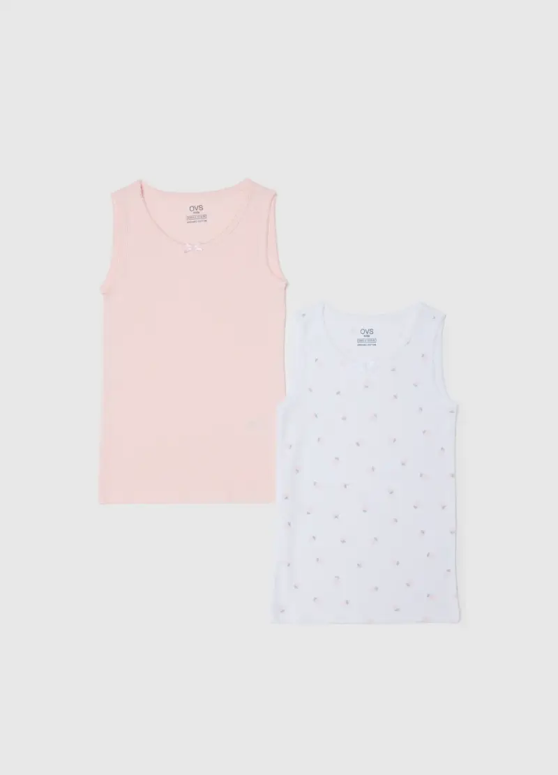 Bipack Canottiere In Puro Cotone Multicolor Da Bambina Regular Fit, Multicolor