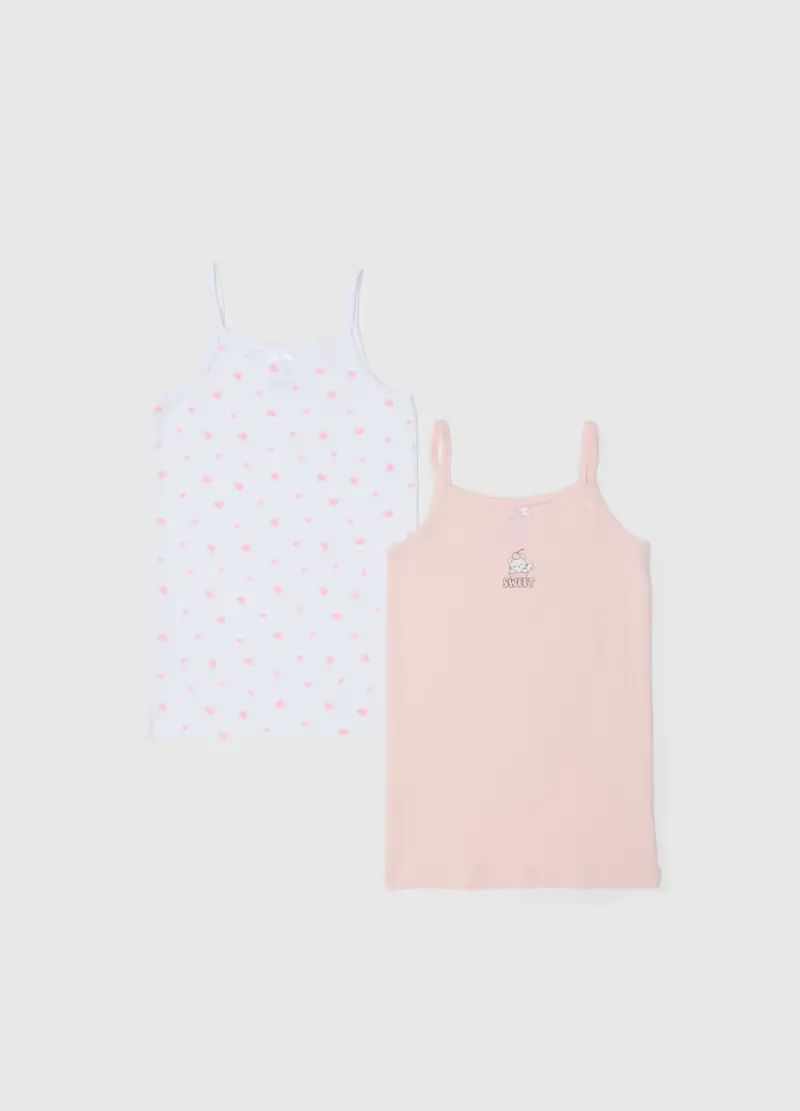 Bipack Canottiere In Puro Cotone Multicolor Da Bambina Regular Fit, Multicolor