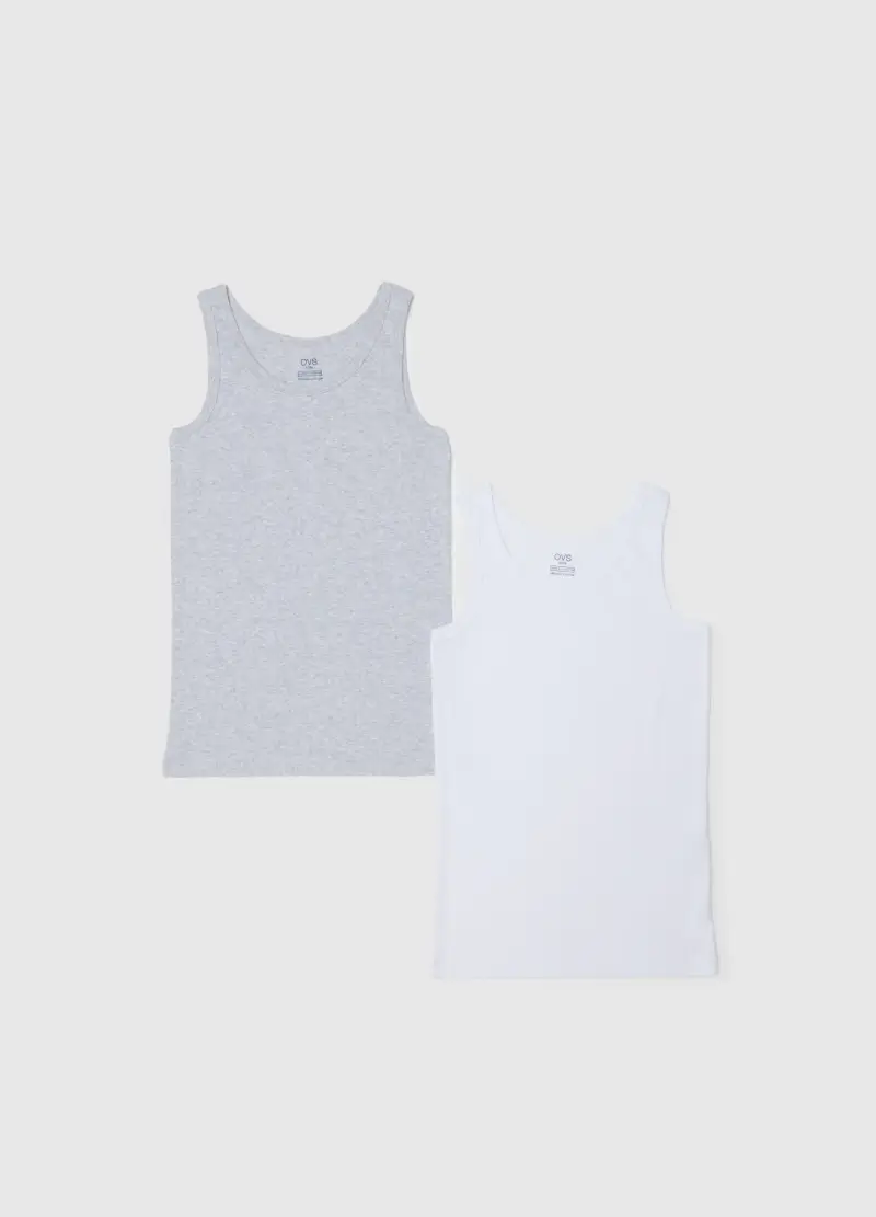 Bipack Canottiere In Puro Cotone Multicolor Da Ragazzo Regular Fit, Bambino, Multicolor