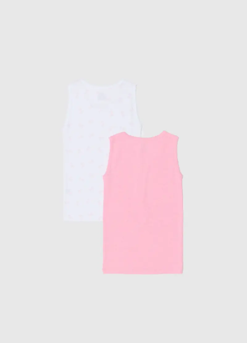 Bipack Canottiere Multicolor Da Bambina In Puro Cotone Regular Fit, Multicolor miniatura 2