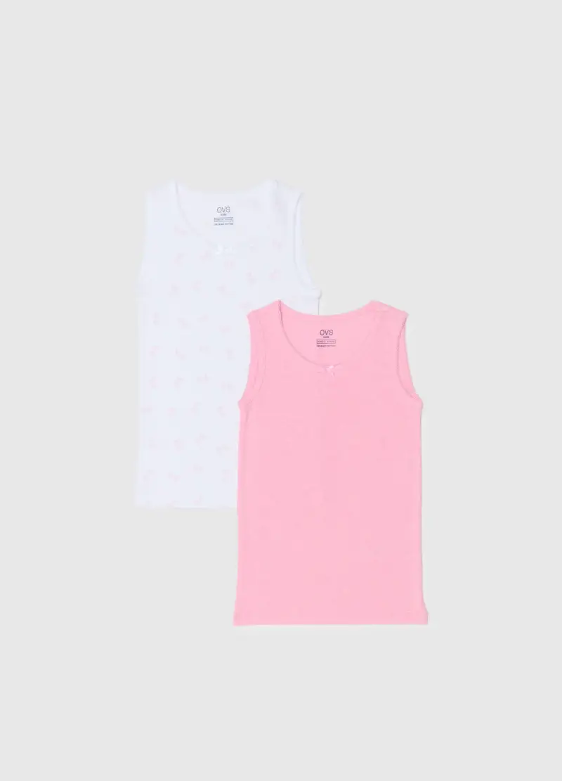 Bipack Canottiere Multicolor Da Bambina In Puro Cotone Regular Fit, Multicolor