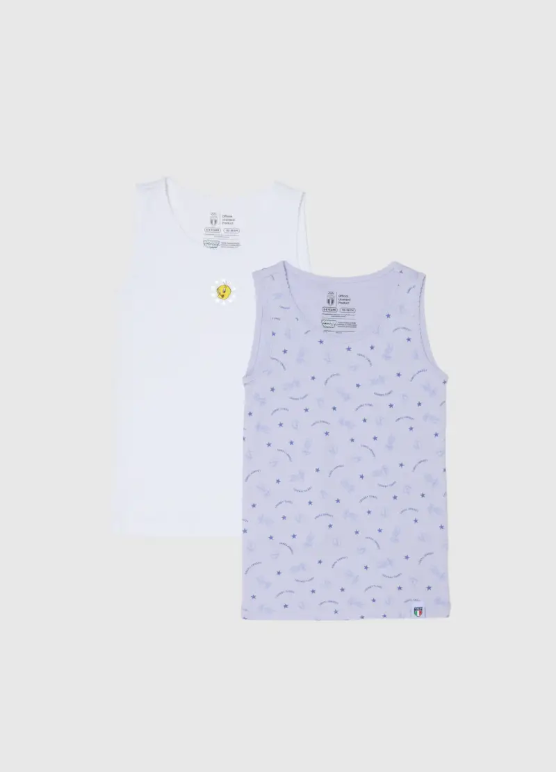 Bipack Di Canottiere Da Bambina In Puro Cotone Looney Tunes X Italia Team, Multicolor