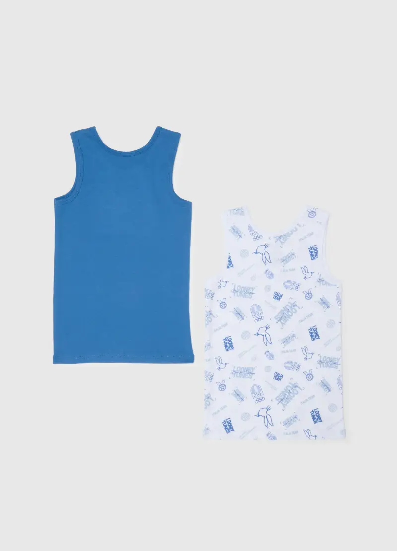 Bipack Di Canottiere Da Bambino In Puro Cotone Looney Tunes X Italia Team, Multicolor miniatura 2