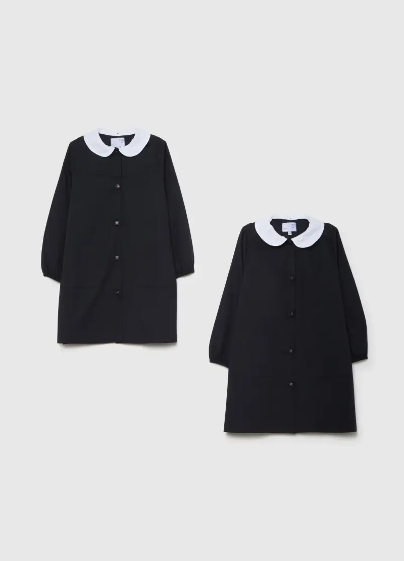 Bipack Grembiuli Scolastici Da Bambina In Misto Cotone Con Colletto, Multicolor