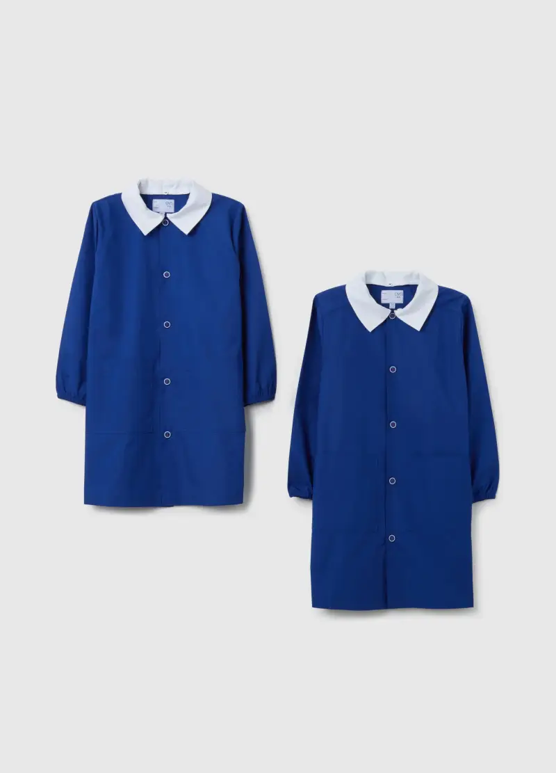 Bipack Grembiuli Scolastici Da Bambino In Misto Cotone Con Bottoni, Multicolor