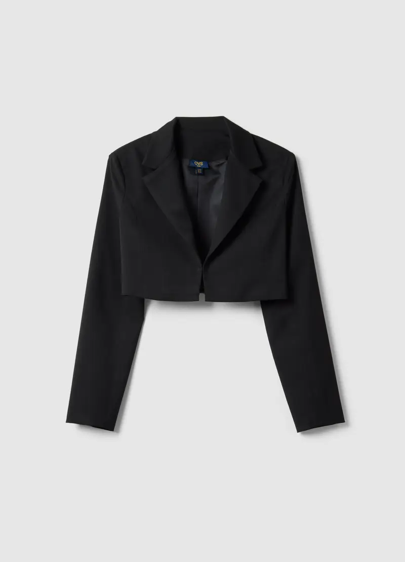 Blazer Corto Nero Da Ragazza Regular Fit, Bambina, Nero