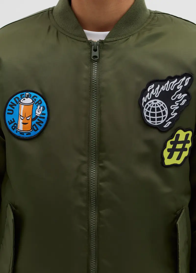 Bomber Aviatore Full-zip Con Patch, Bambino, Verde miniatura 2