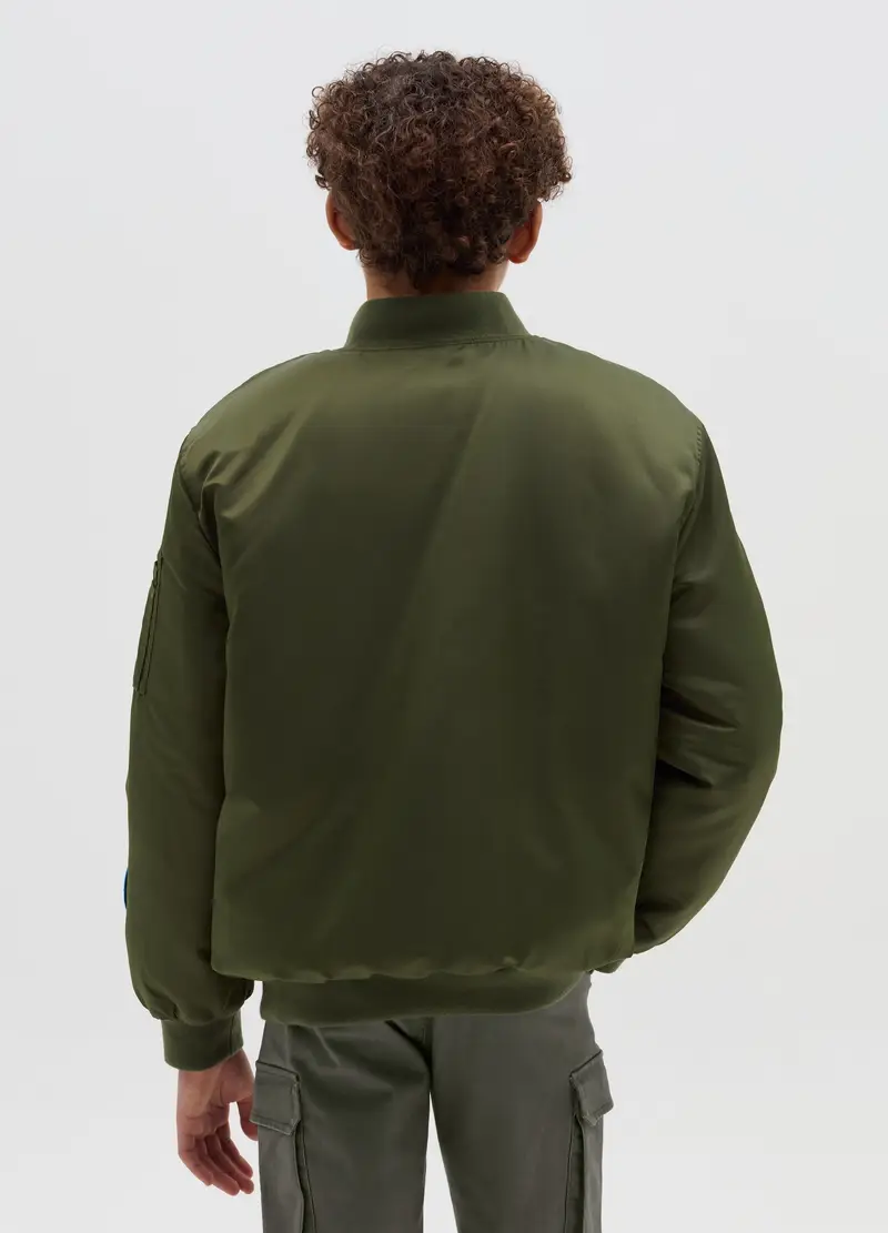 Bomber Aviatore Full-zip Con Patch, Bambino, Verde miniatura 3