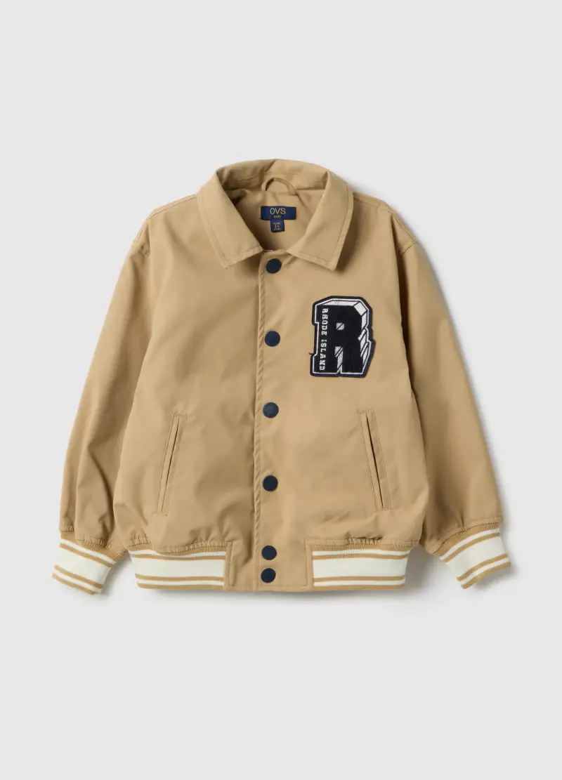 Bomber Beige Da Bambino Regular Fit Con Patch, Beige