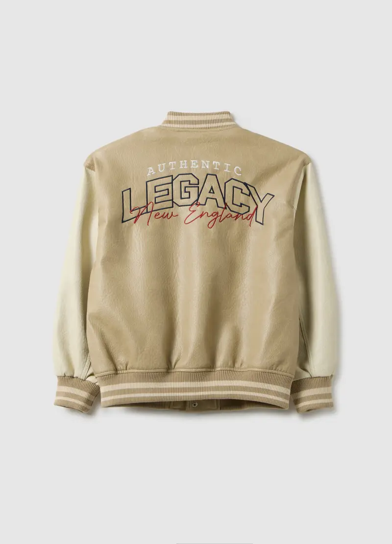 Bomber Beige Da Ragazzo Regular Fit Con Bottoni, Bambino, Multicolor miniatura 2