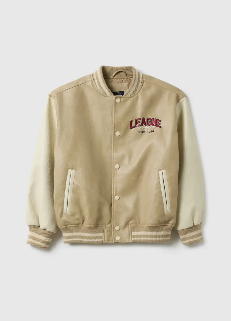 Bomber Beige Da Ragazzo Regular Fit Con Bottoni, Bambino, Multicolor