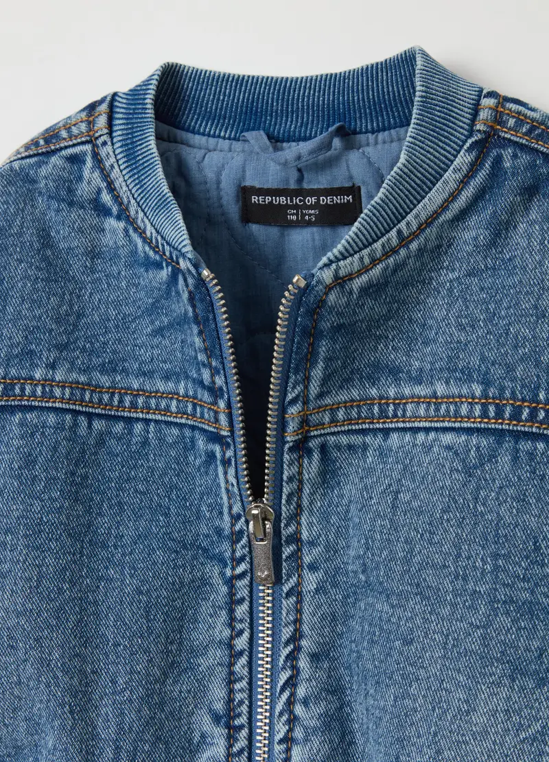 Bomber In Denim Con Patch Cuore, Bambina, Denim miniatura 3