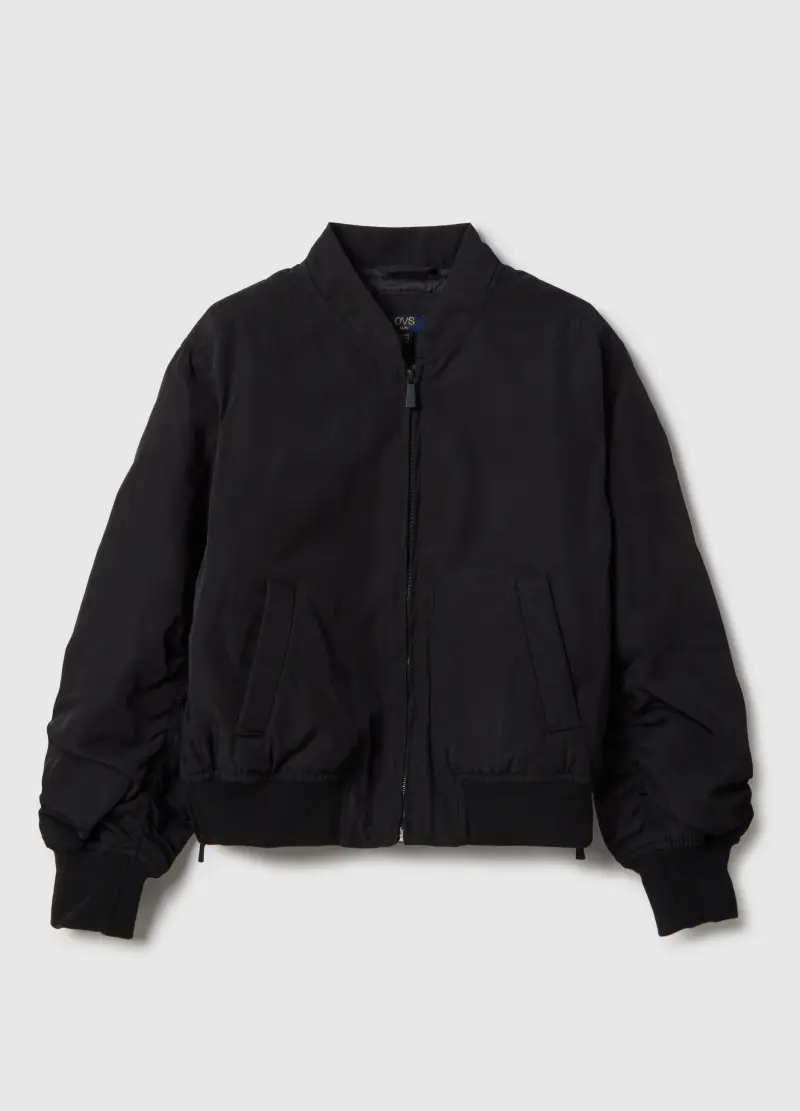 Bomber Nero Da Ragazza Oversize Fit Con Tasche, Bambina, Nero