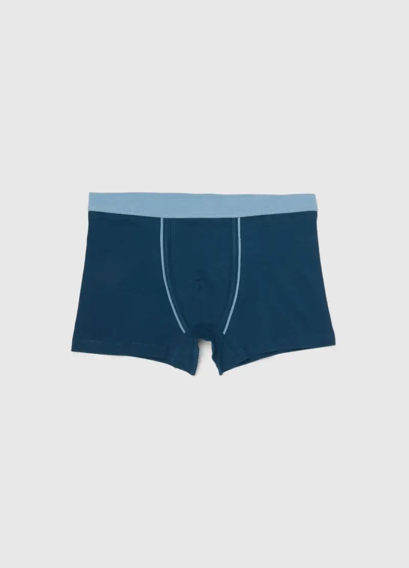 Boxer In Cotone Elasticizzato Blu Regular Fit Per Ragazzi, Bambino, Blu