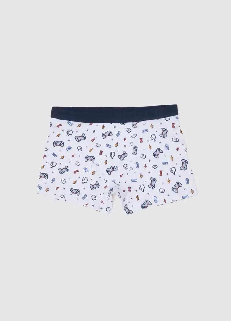 Boxer In Cotone Elasticizzato Multicolor Da Bambino Con Joystick, Multicolor
