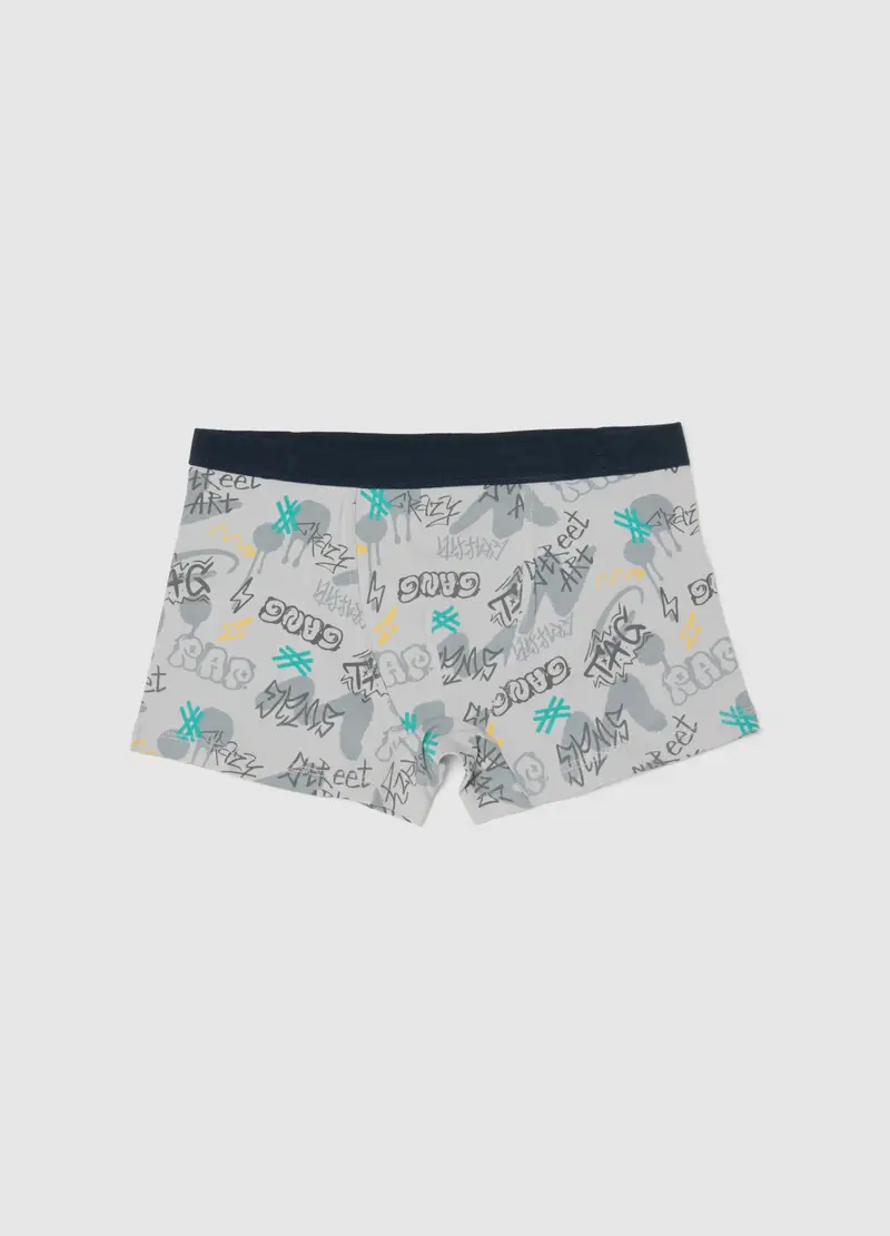 Boxer In Cotone Elasticizzato Multicolor Da Ragazzo Con Stampe Street, Bambino, Multicolor