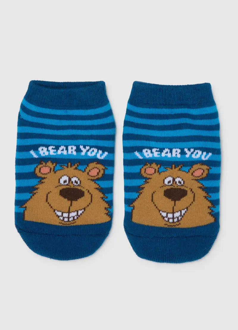 Calzini Antiscivolo A Righe Multicolor Da Bambino In Misto Cotone, Multicolor miniatura 2