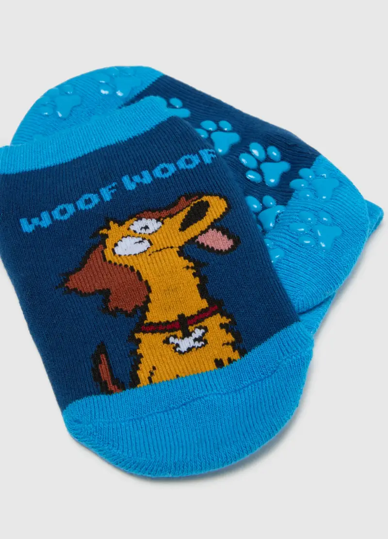 Calzini Antiscivolo Da Bambino In Cotone Blu, Multicolor