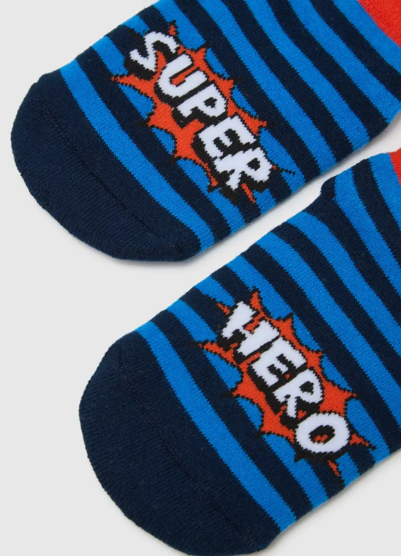 Calzini Antiscivolo In Misto Cotone A Righe Multicolor Da Bambino, Multicolor miniatura 2
