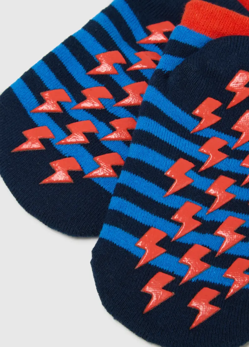 Calzini Antiscivolo In Misto Cotone A Righe Multicolor Da Bambino, Multicolor miniatura 3