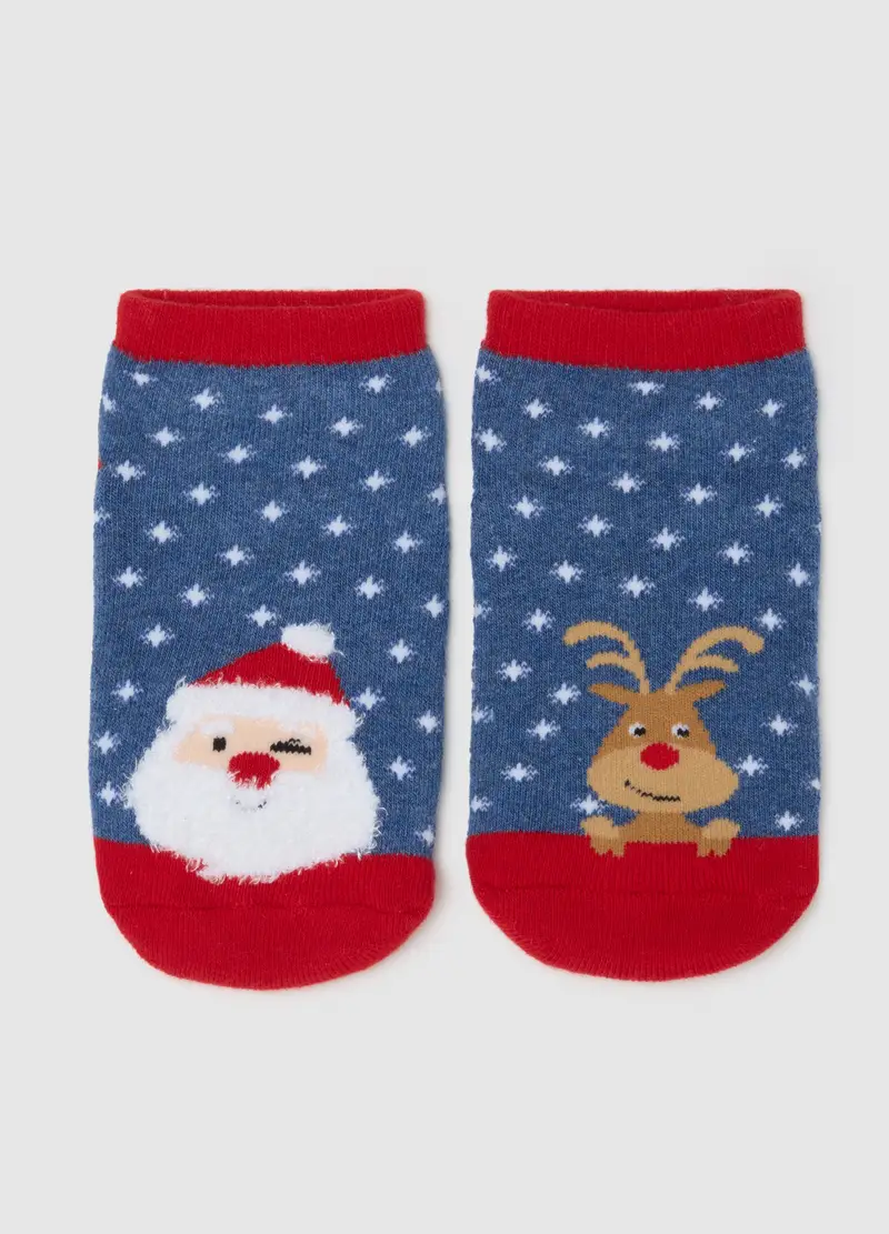Calzini Antiscivolo Natalizi Multicolor Da Bambino In Misto Cotone, Multicolor miniatura 2