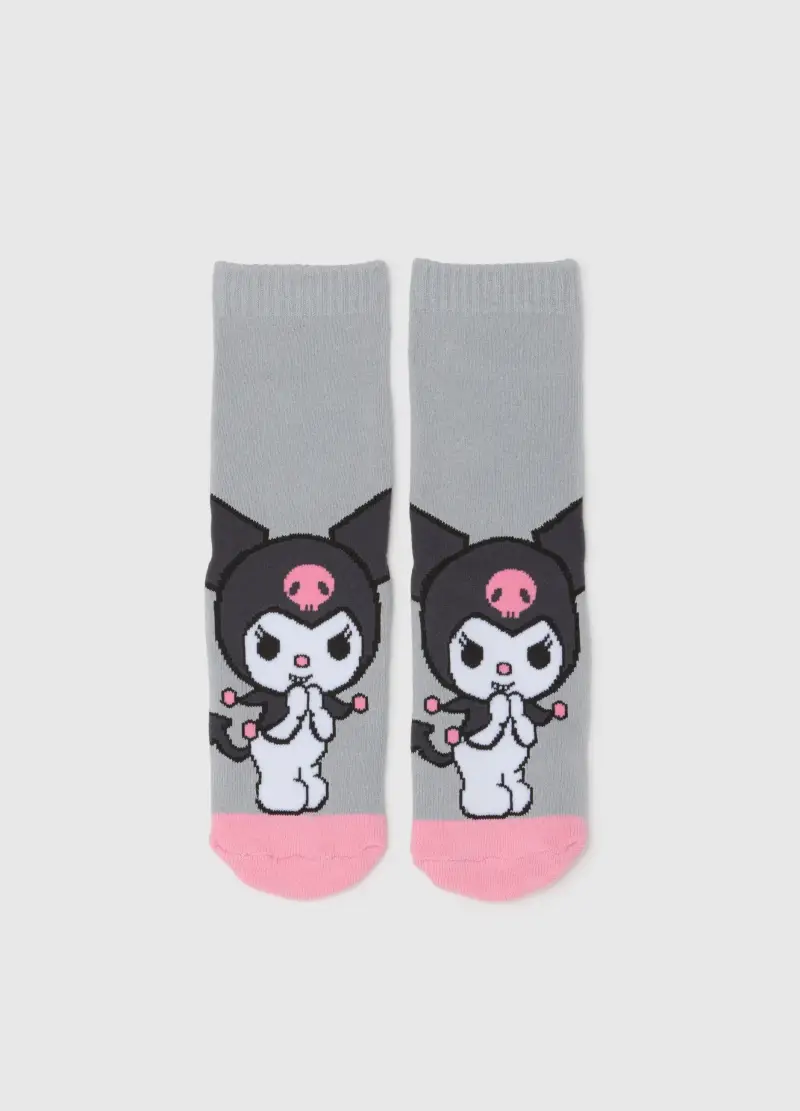 Calzini Grigi Antiscivolo Con Kuromi, Bambina, Grigio