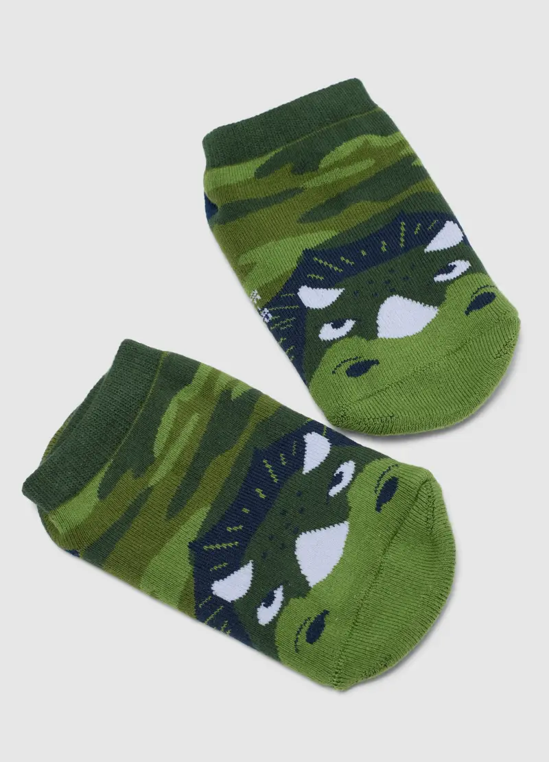 Calzini In Misto Cotone Multicolor Da Bambino Con Design Dinosauro, Multicolor miniatura 2