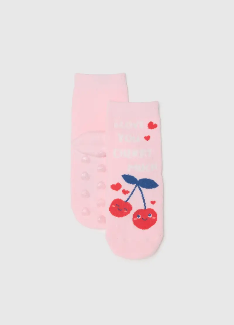 Calzini In Misto Cotone Rosa Da Bambina Con Disegni, Rosa